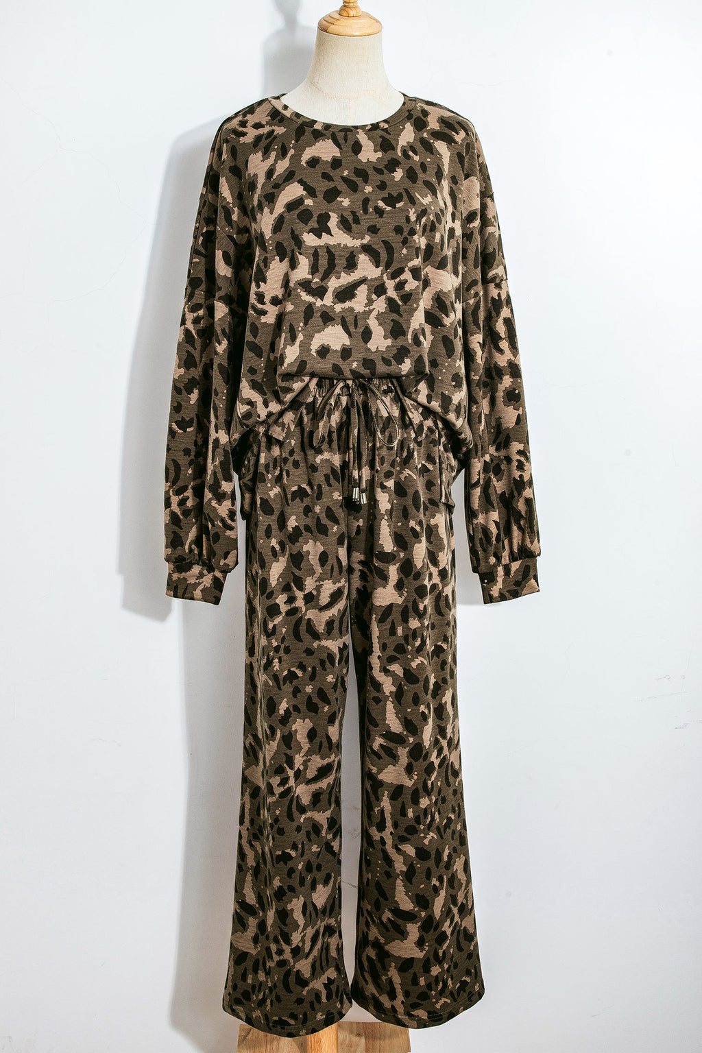 Leopard Patchwork Pullover and Drawstring Pant Set
