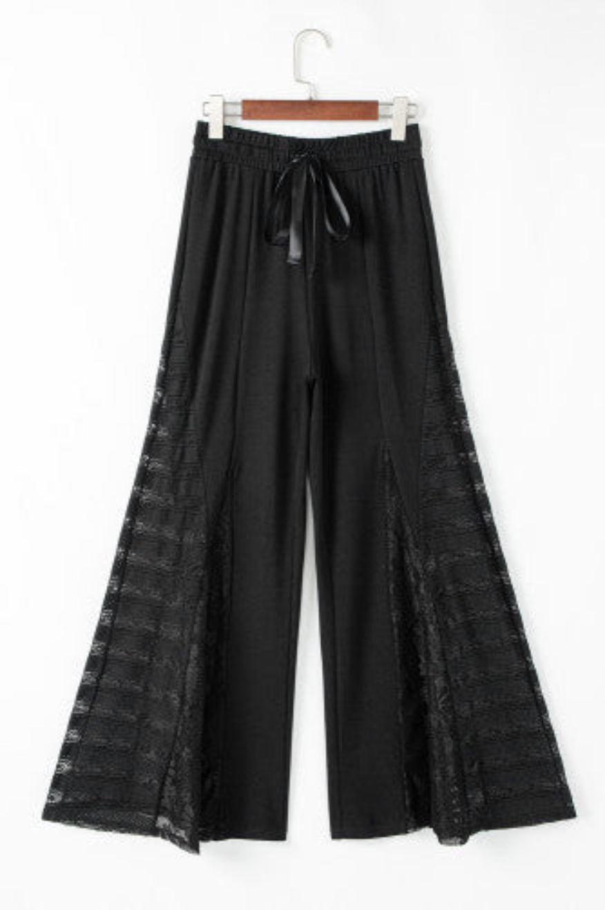 Wide Leg Black Lace Pants