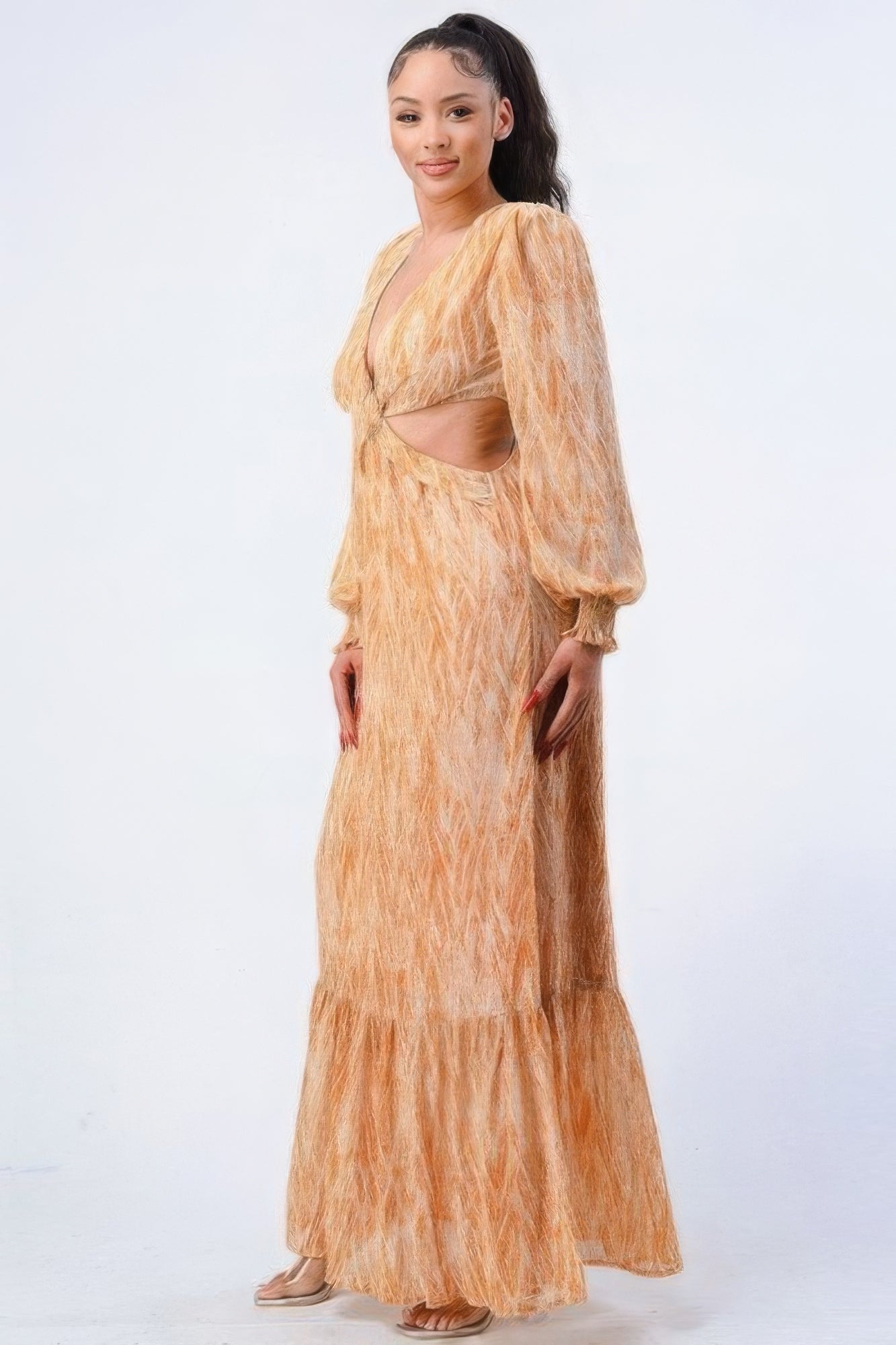 Cut Out Ruffled Maxi Dress