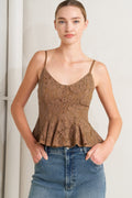 PURELY ROMANTIC WOVEN LACE CAMI TOP