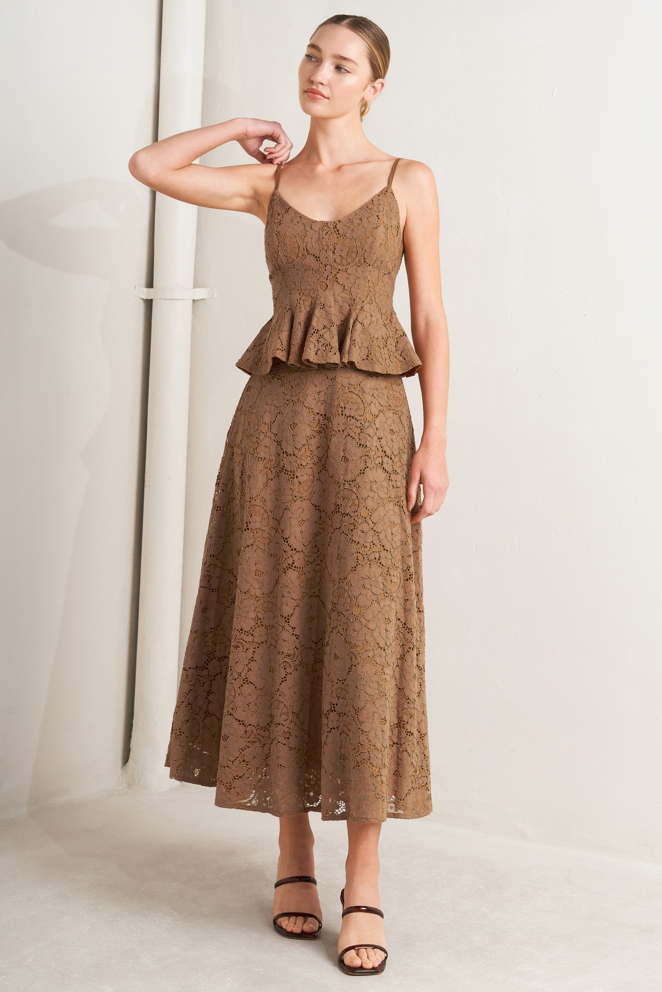 PURELY ROMANTIC WOVEN LACE CAMI TOP