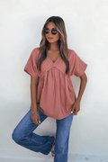 Addison Coral Pleated Tunic Top - FINAL SALE
