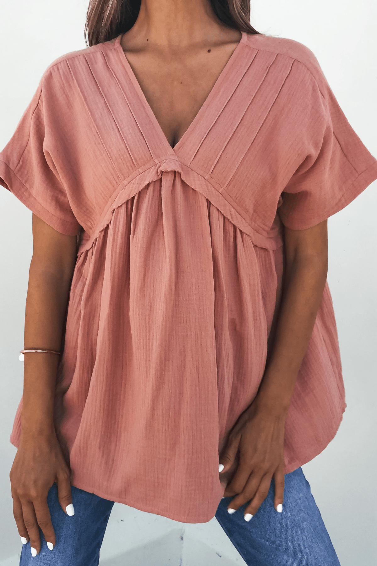 Addison Coral Pleated Tunic Top - FINAL SALE